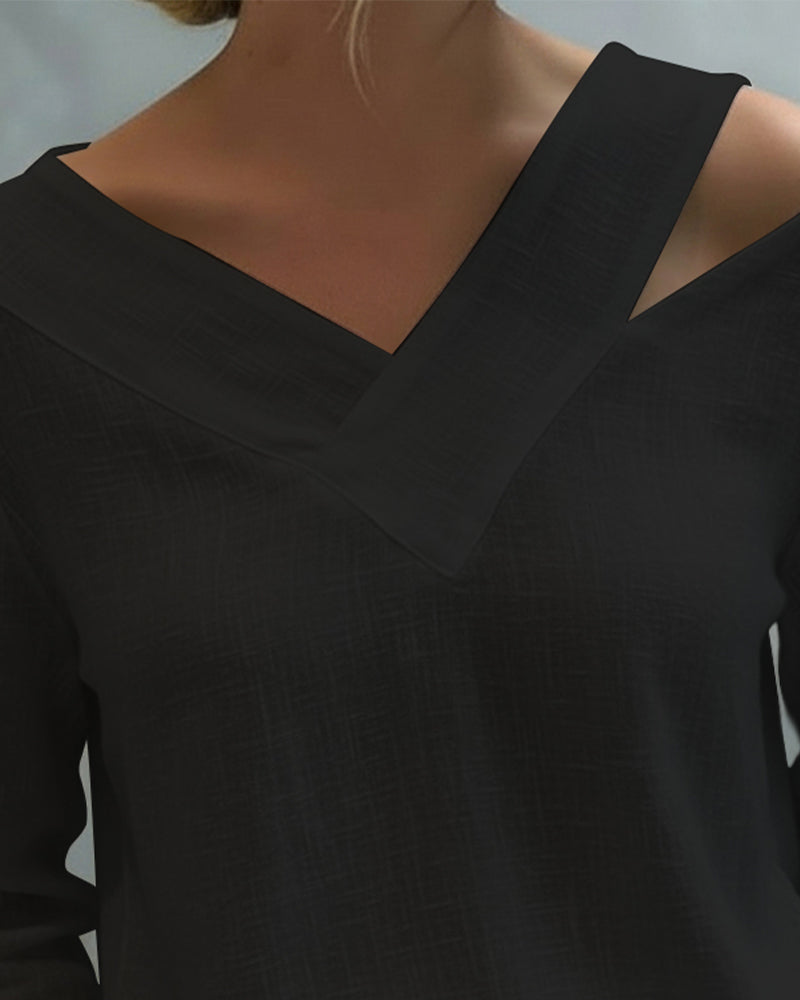 Aria | Dames Asymmetrische V-Hals Lange Mouwen Top