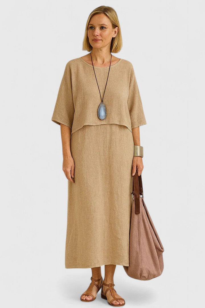 Lea | Dames Twee-delige Set Maxi Jurk & Korte Mouwen Top