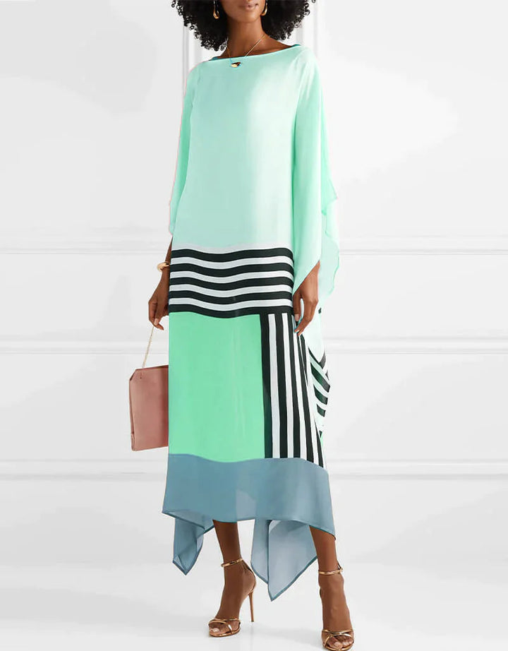 Aria | Vrouwen Caftan Jurk Geometrische Print Batwing Mouw Maxi Jurk