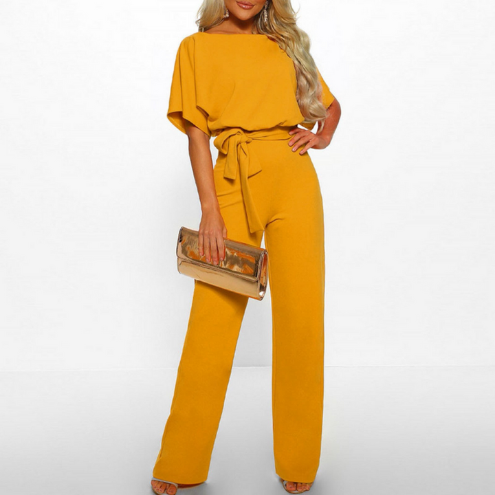 Celeste | Dames Bovenste Met Riem Brede Pijpen Jumpsuit Met Vleermuismouwen Elegante