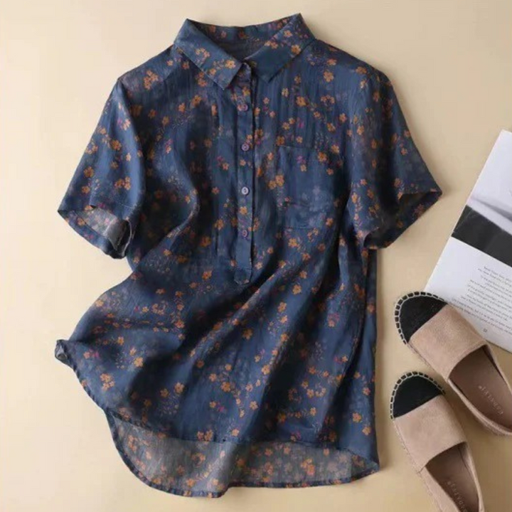 Annette™ | Bloemige Halve Placket Shirt