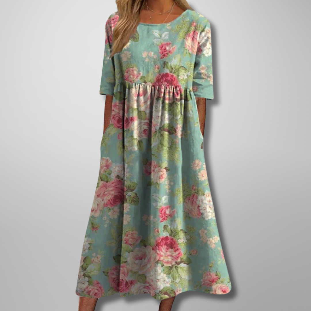 Gail™ | Ontspannen Bloemen Midi Jurk
