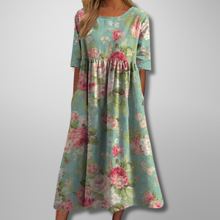 Gail™ | Ontspannen Bloemen Midi Jurk