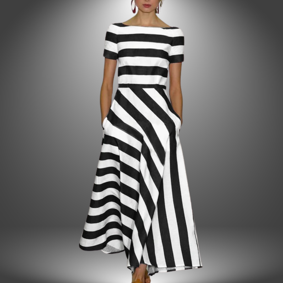 Marcia™ | Handgemaakt Gestreept Maxi-jurk