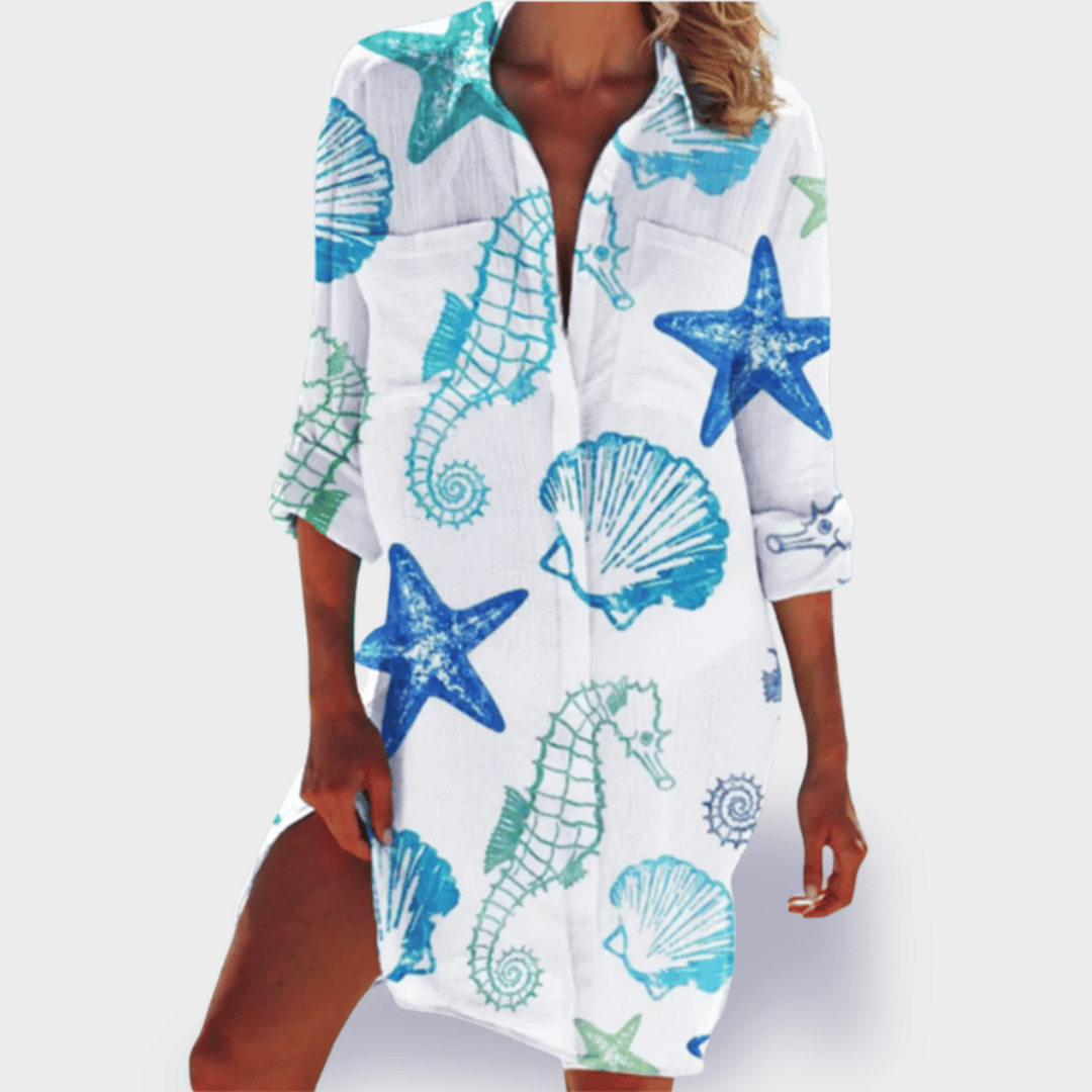Grace | Vrouwen Flowy Kleurrijke Draped Jurk Casual Zomer