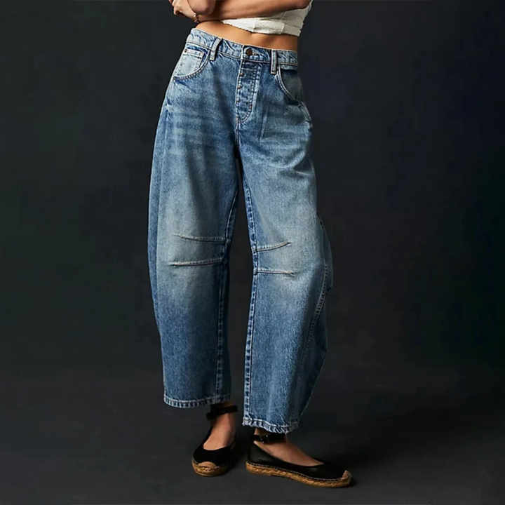 Barrel | Dames Hoge Taille Barrel Leg Jeans Relaxed Fit Denim
