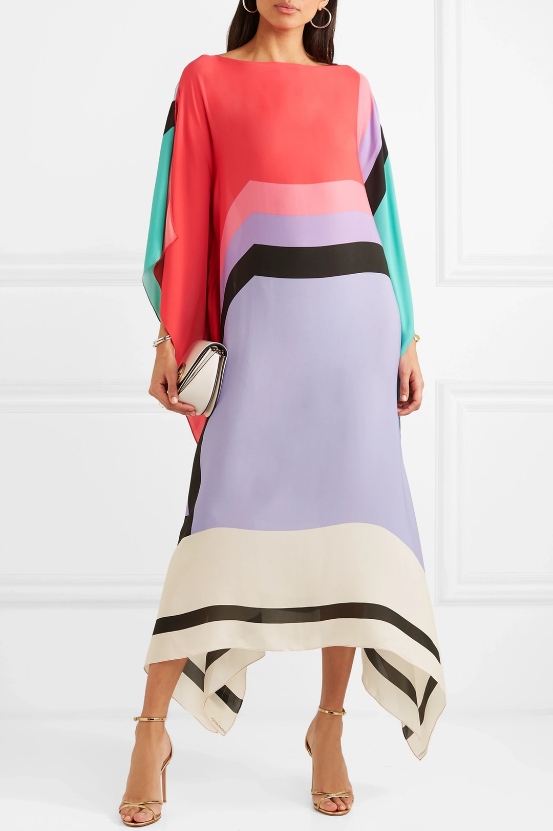 Aria | Vrouwen Caftan Jurk Geometrische Print Batwing Mouw Maxi Jurk