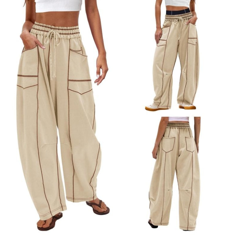 Harlow | Dames Wijd Been Cargo Broek Hoge Taille Met Trekkoord