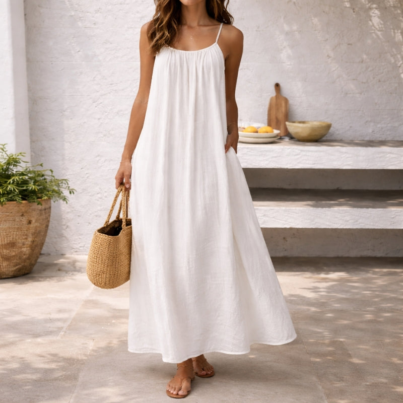 Lena | Vrouwen Maxi Jurk Spaghetti Bandjes Zomerse Jurk