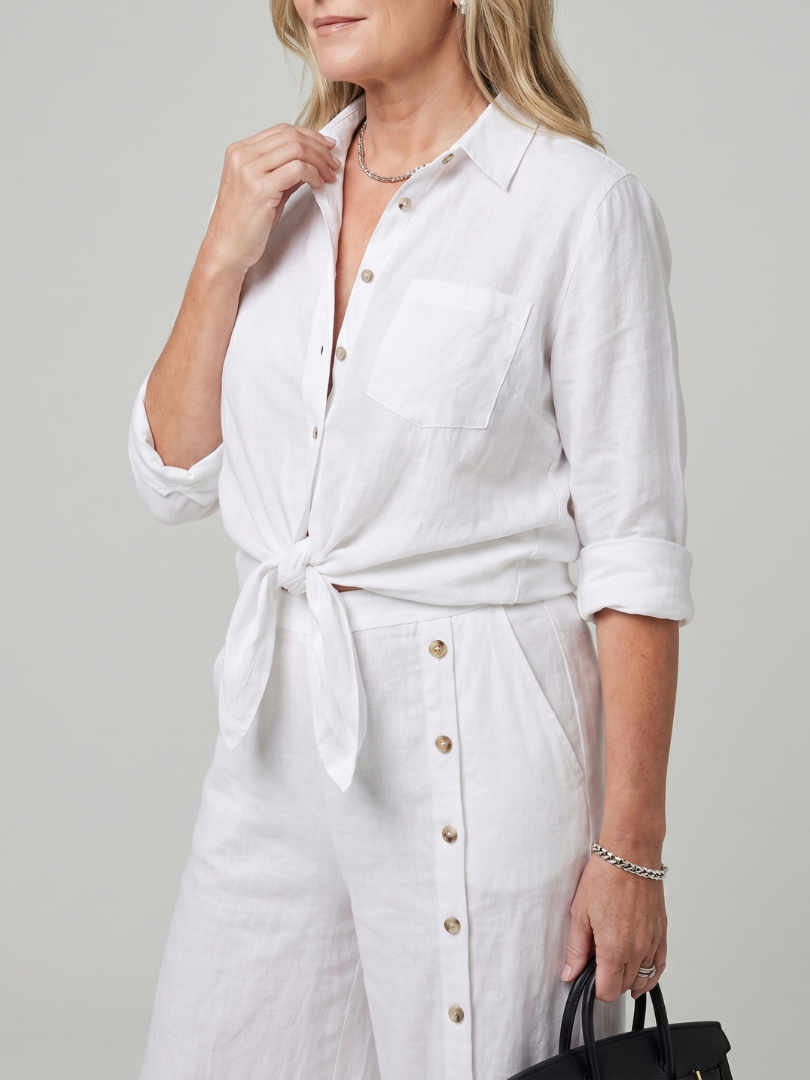 Maddelina | Langsleeve Top met Strik en Brede Pantalon Set
