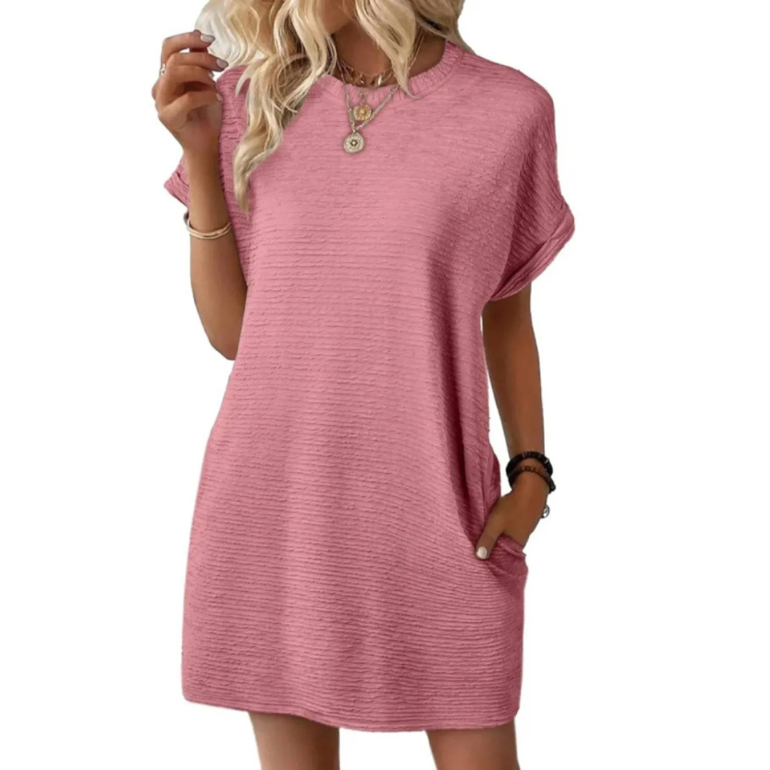 Maggie | Dames Korte Mouwen T-Shirt Mini Jurk met Zakken