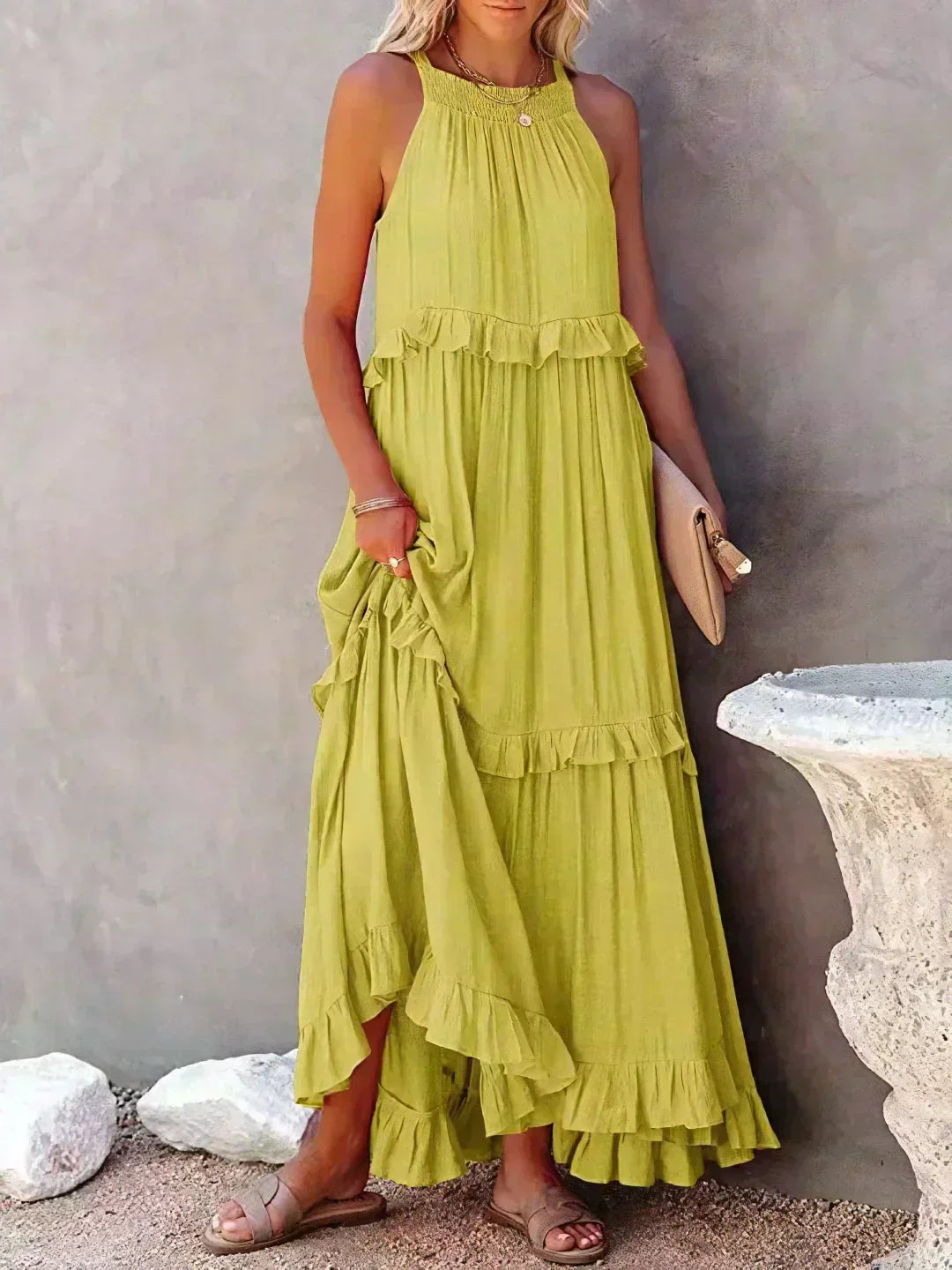 Courtney™ | Elegante Mouwloze Jurk met Ruffles