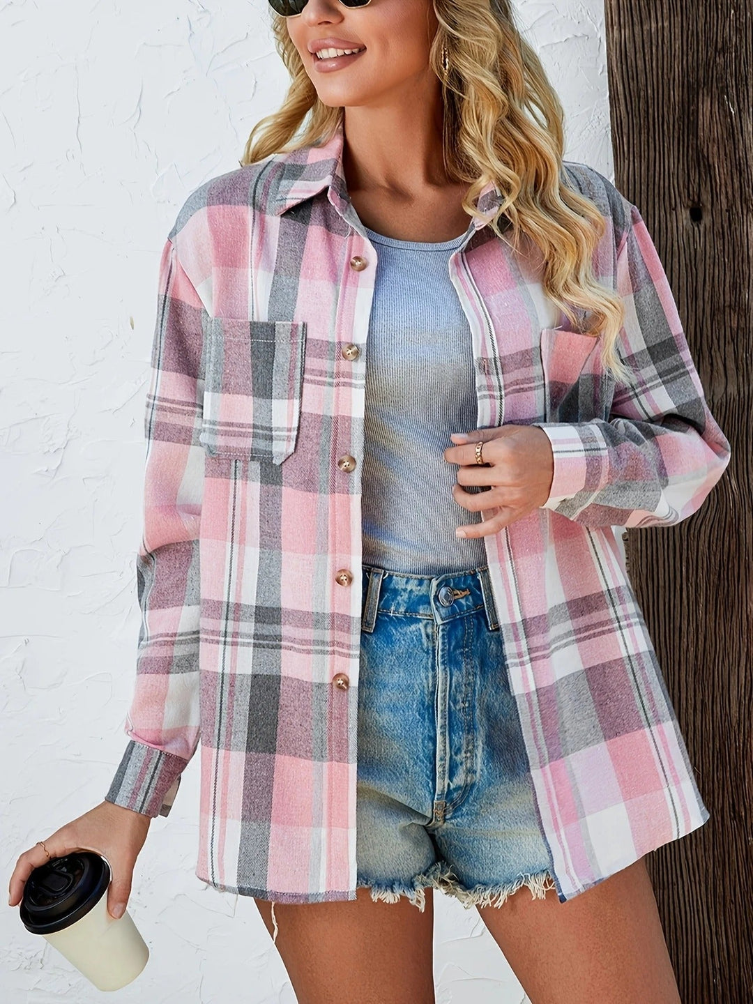 Harper | Dames Oversized Geruite Flanellen Overhemd