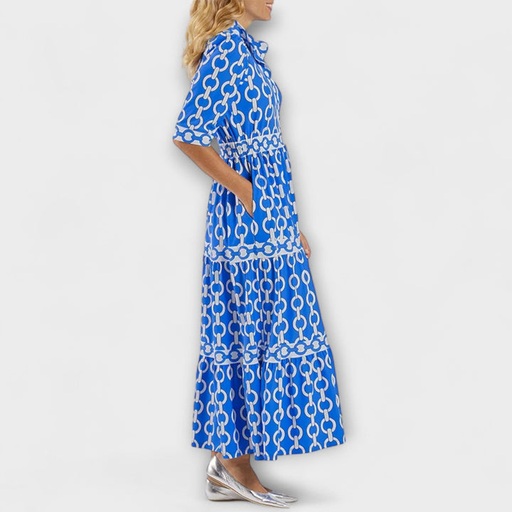 Wendy™ | Midi Jurk met Kettingpatroon