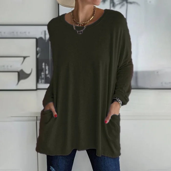 Ruby | Dames Oversized Langsleeve Tuniek Top met Zakjes