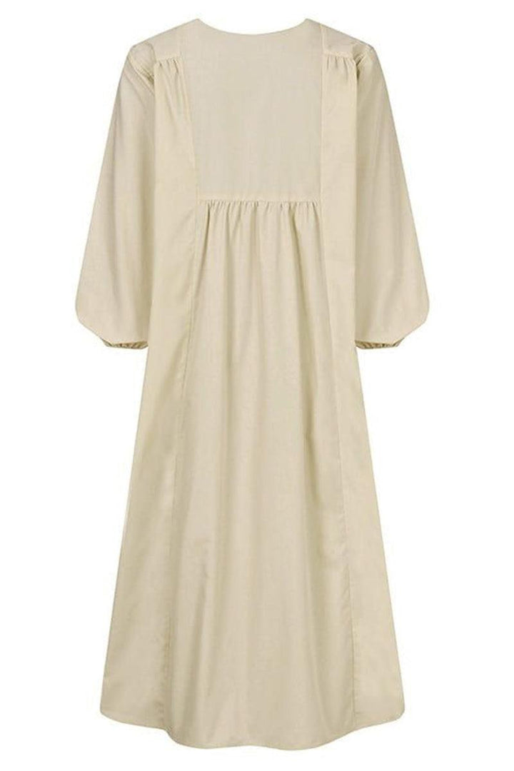 Herfst | Dames Midi-jurk met V-hals en Geraffineerde Taille met Ballonmouwen
