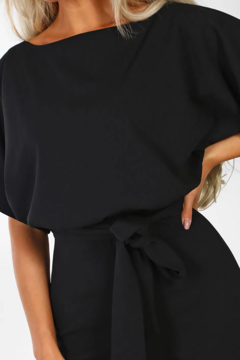 Stella | Dames Wijde Pijpen Jumpsuit met Ceintuur en Vleermuismouwen