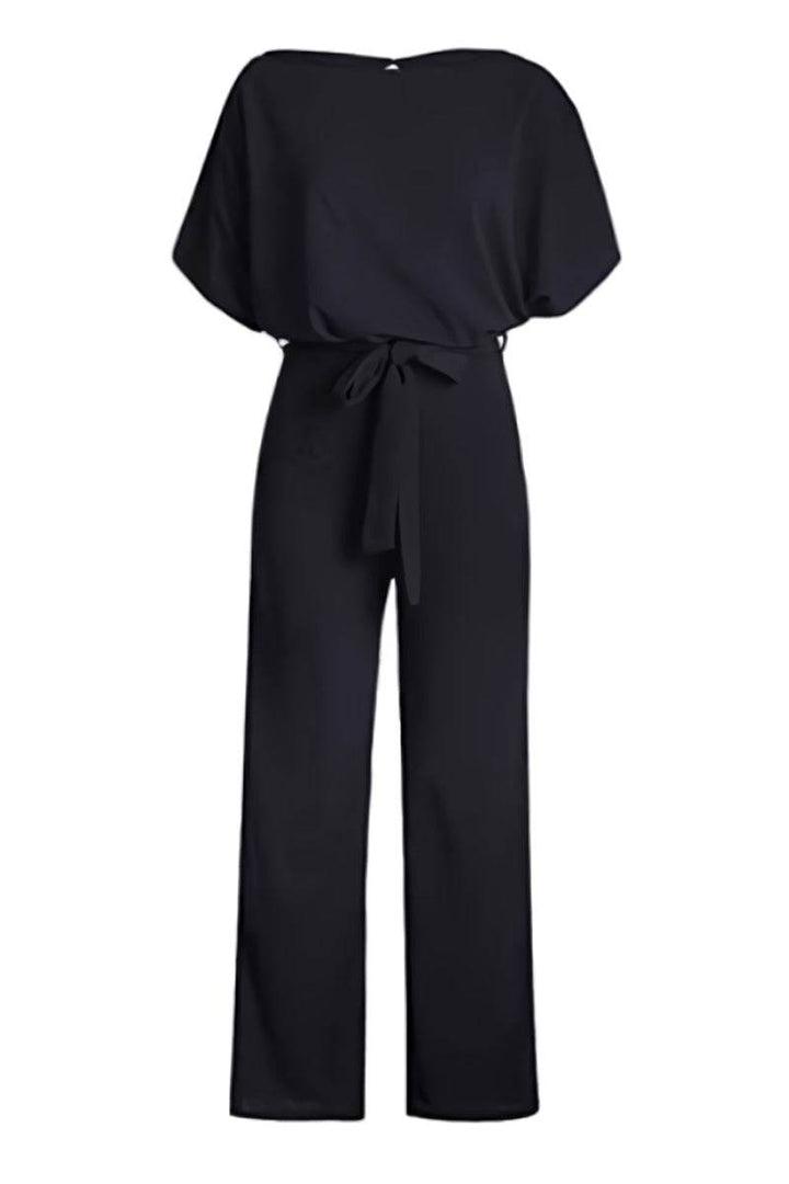 Stella | Dames Wijde Pijpen Jumpsuit met Ceintuur en Vleermuismouwen