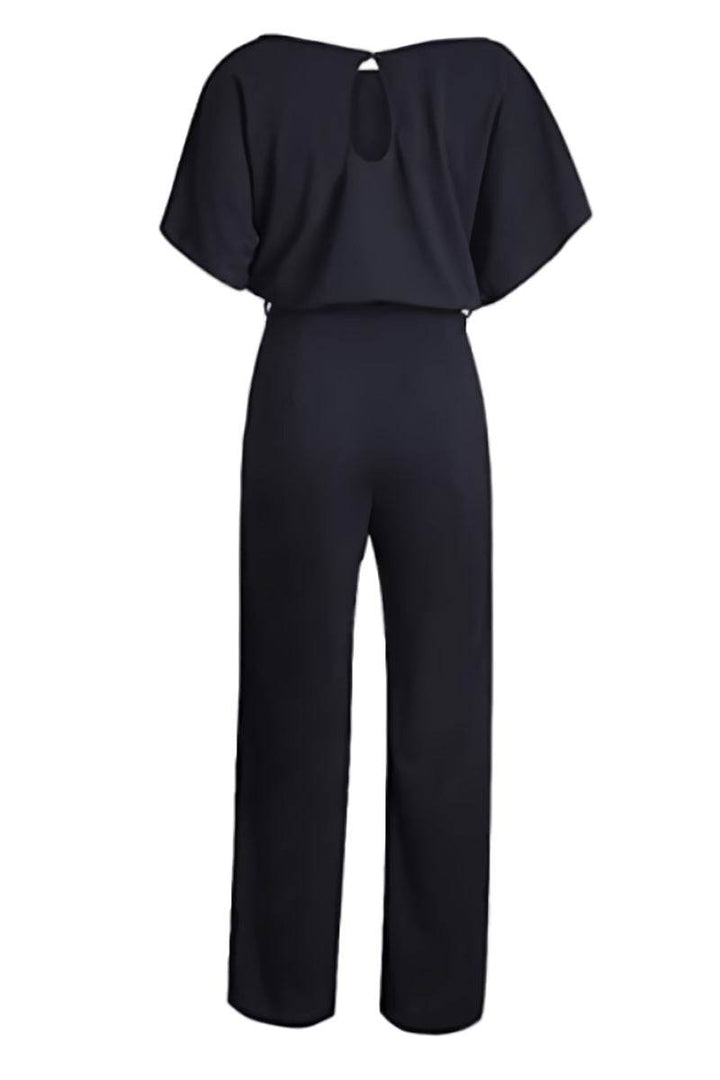 Stella | Dames Wijde Pijpen Jumpsuit met Ceintuur en Vleermuismouwen