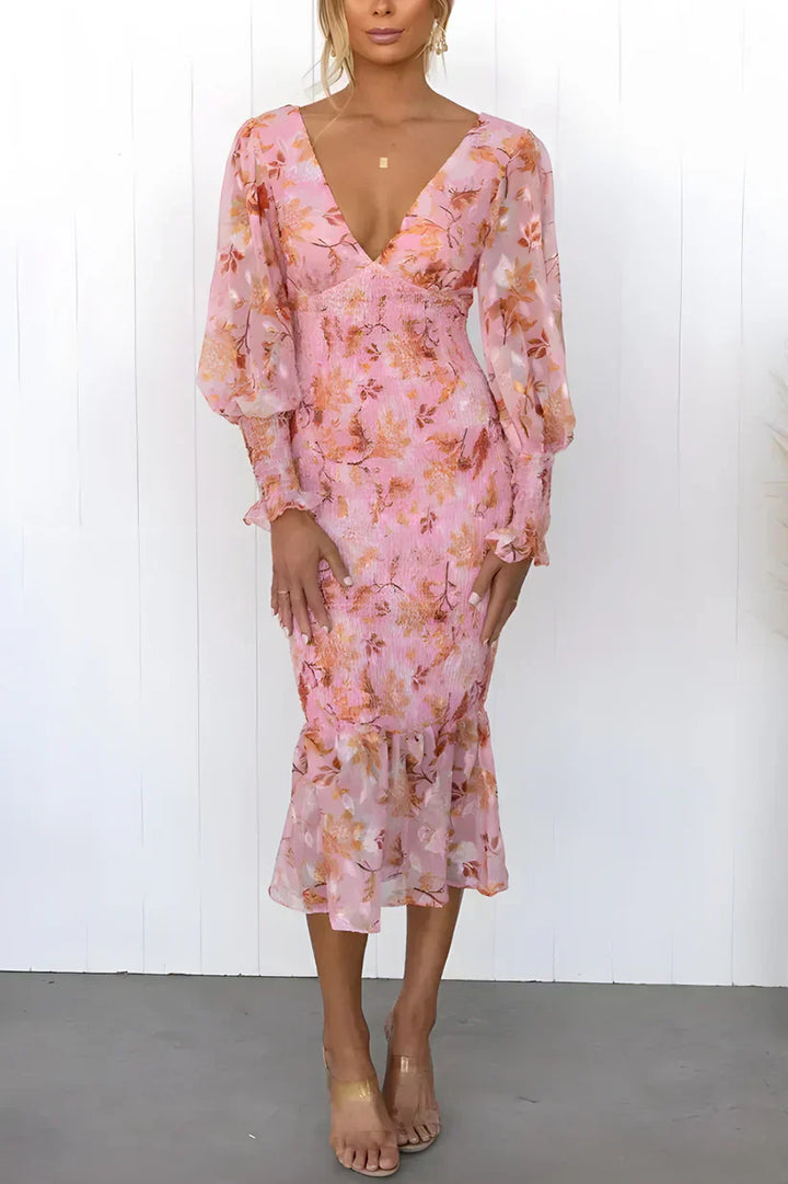 Gabrielle | Vrouwen Bloemen Flowing Draped Avondjurk