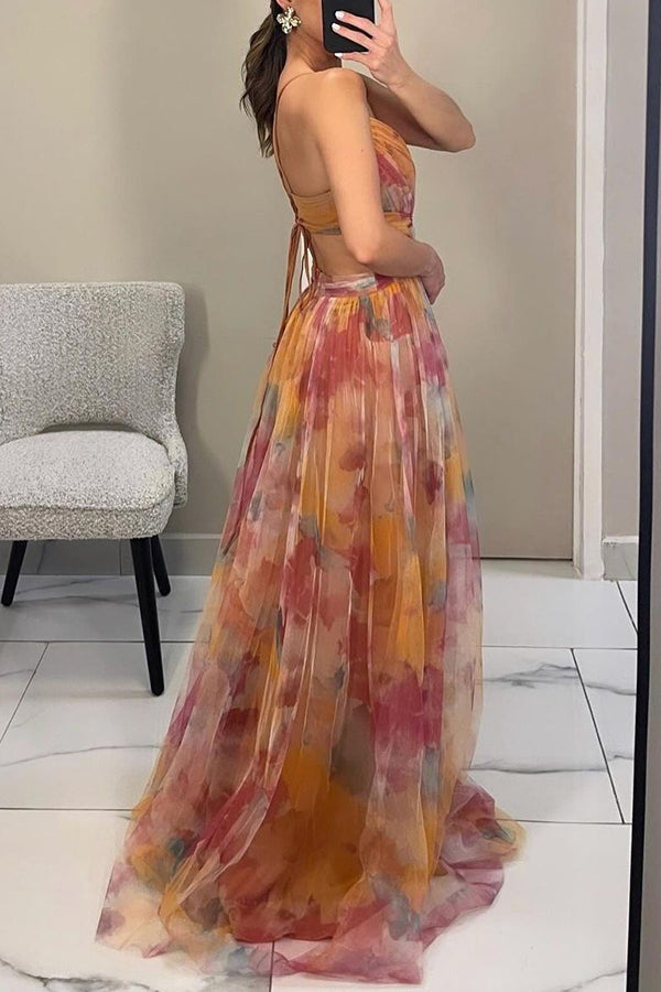 Cindy | Maxi Bruidsgastjurk met Bloemenprint