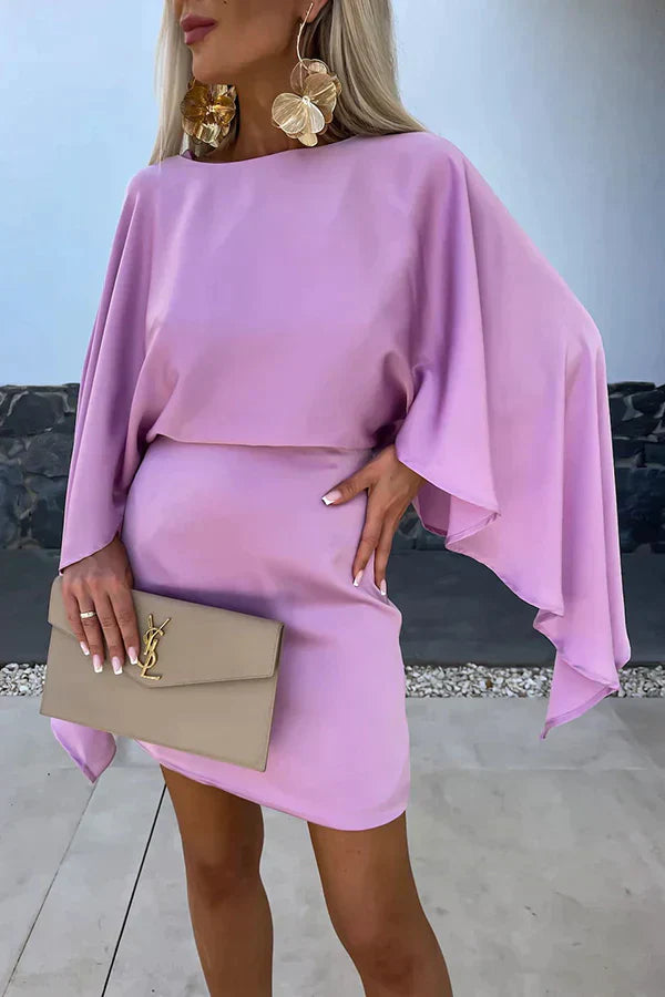 Cleo | Dames Cape Mouw Mini Jurk Batwing Bodycon Cocktail