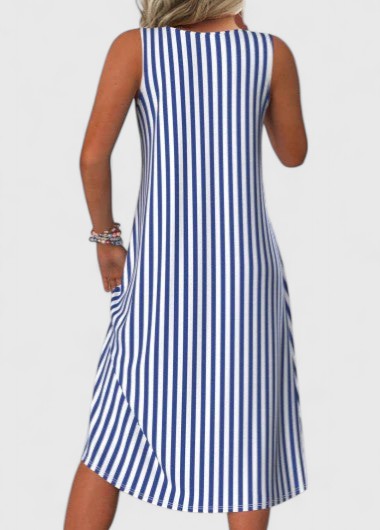 Breezy | Dames Gestreepte Mouwloze Midi Jurk Ronde Hals Zomerjurk