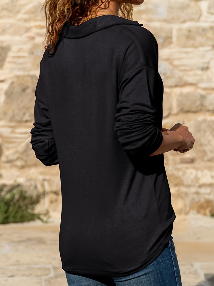 Quinn | Dames Half Zip Pullover Lange Mouw Casual Top