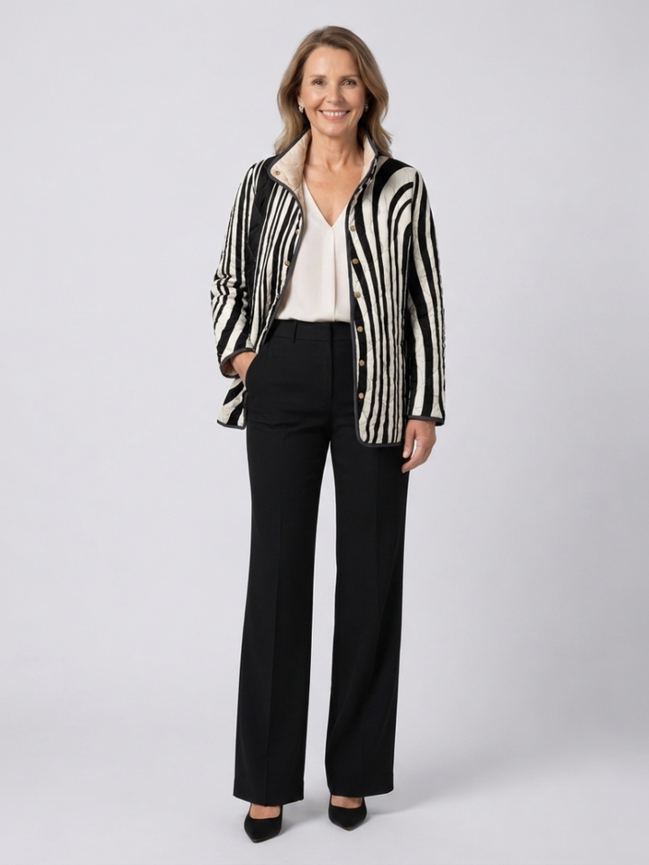 Soraya | Casual Gequilt Jacket met Abstract Geometrisch Ontwerp