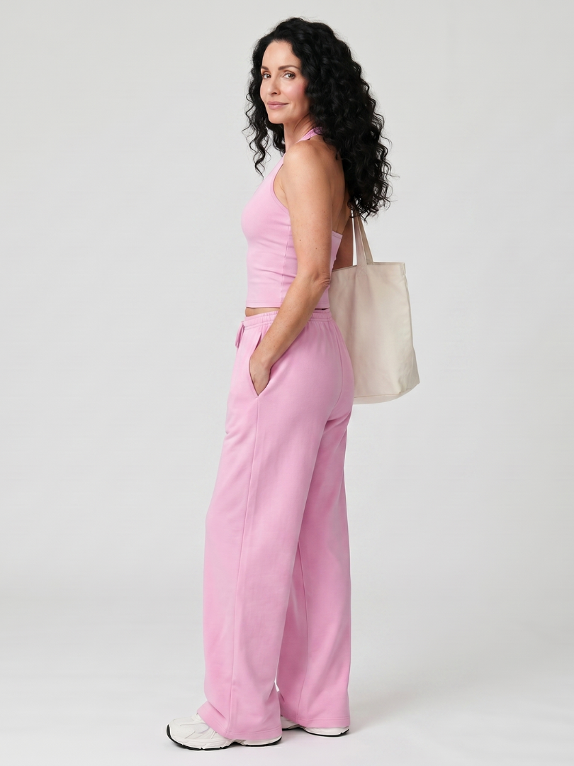 Helena | Mouwloze Top met Ronde Hals en Brede Pantalon Set