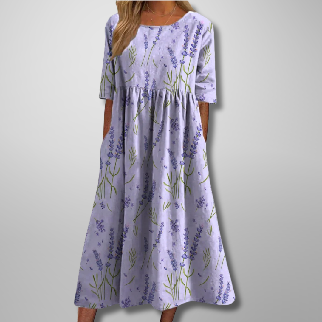 Gail™ | Ontspannen Bloemen Midi Jurk