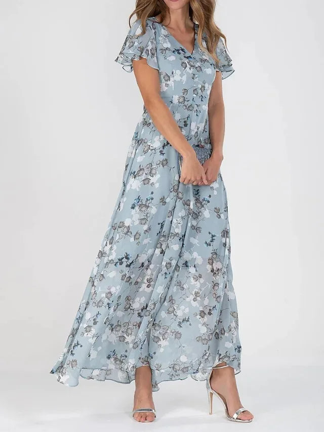 BRENDA™ – Vloeiende Bloemen Maxi Jurk