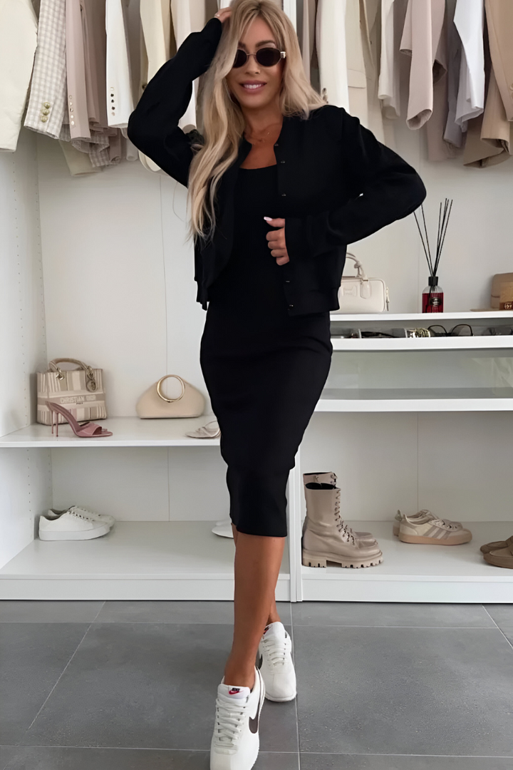 Stella | Vrouwen Midi Jurk en Cardigan Set Twee-Piece Outfit