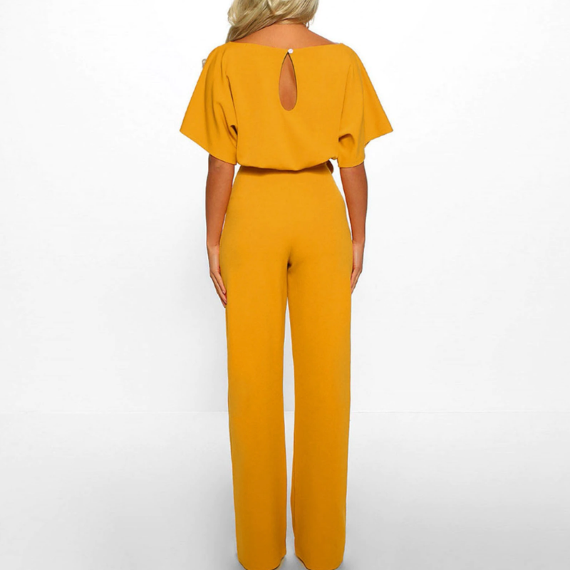 Celeste | Dames Bovenste Met Riem Brede Pijpen Jumpsuit Met Vleermuismouwen Elegante