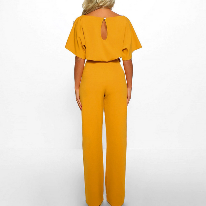 Celeste | Dames Bovenste Met Riem Brede Pijpen Jumpsuit Met Vleermuismouwen Elegante