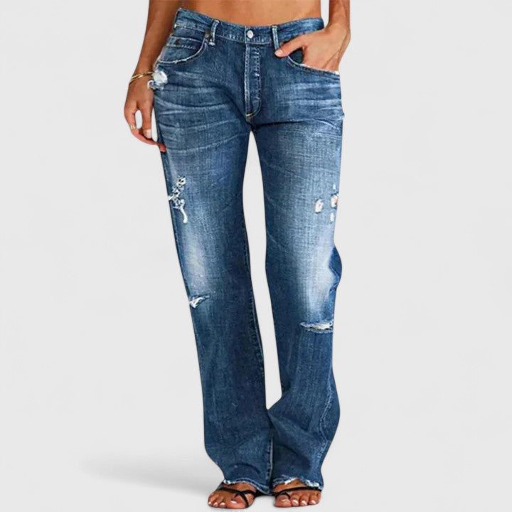 Sadie | Dames Low Rise Versleten Rechte Jeans