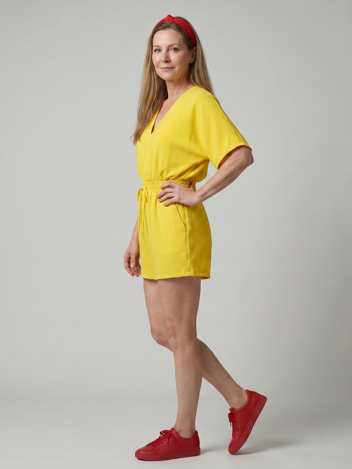 Cliona | V-hals Koude Schouder Korte Mouw Romper