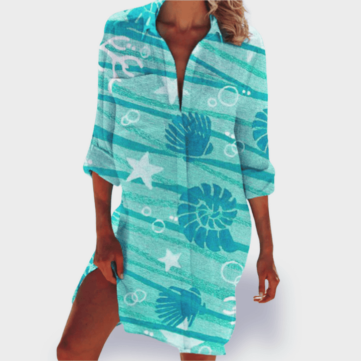 Grace | Vrouwen Flowy Kleurrijke Draped Jurk Casual Zomer