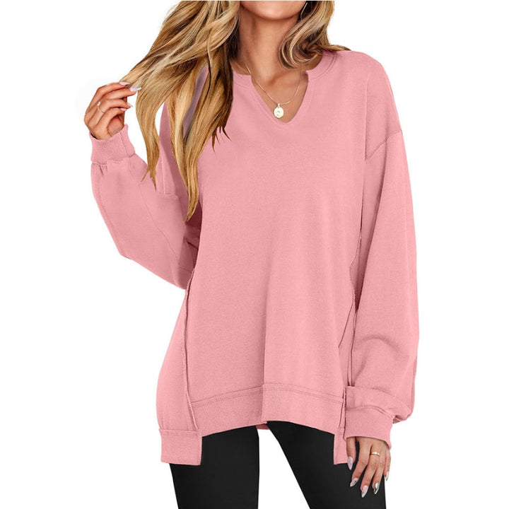 Ember | Dames Oversized V-Hals Sweatshirt Tuniek Lange Mouwen