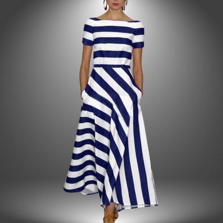 Marcia™ | Handgemaakt Gestreept Maxi-jurk