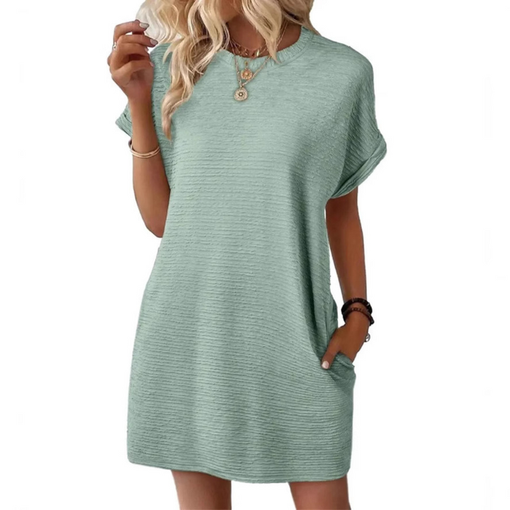 Maggie | Dames Korte Mouwen T-Shirt Mini Jurk met Zakken