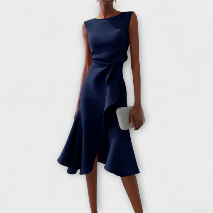 Sheila™ | Gedrapeerde Asymmetrische Midi-jurk