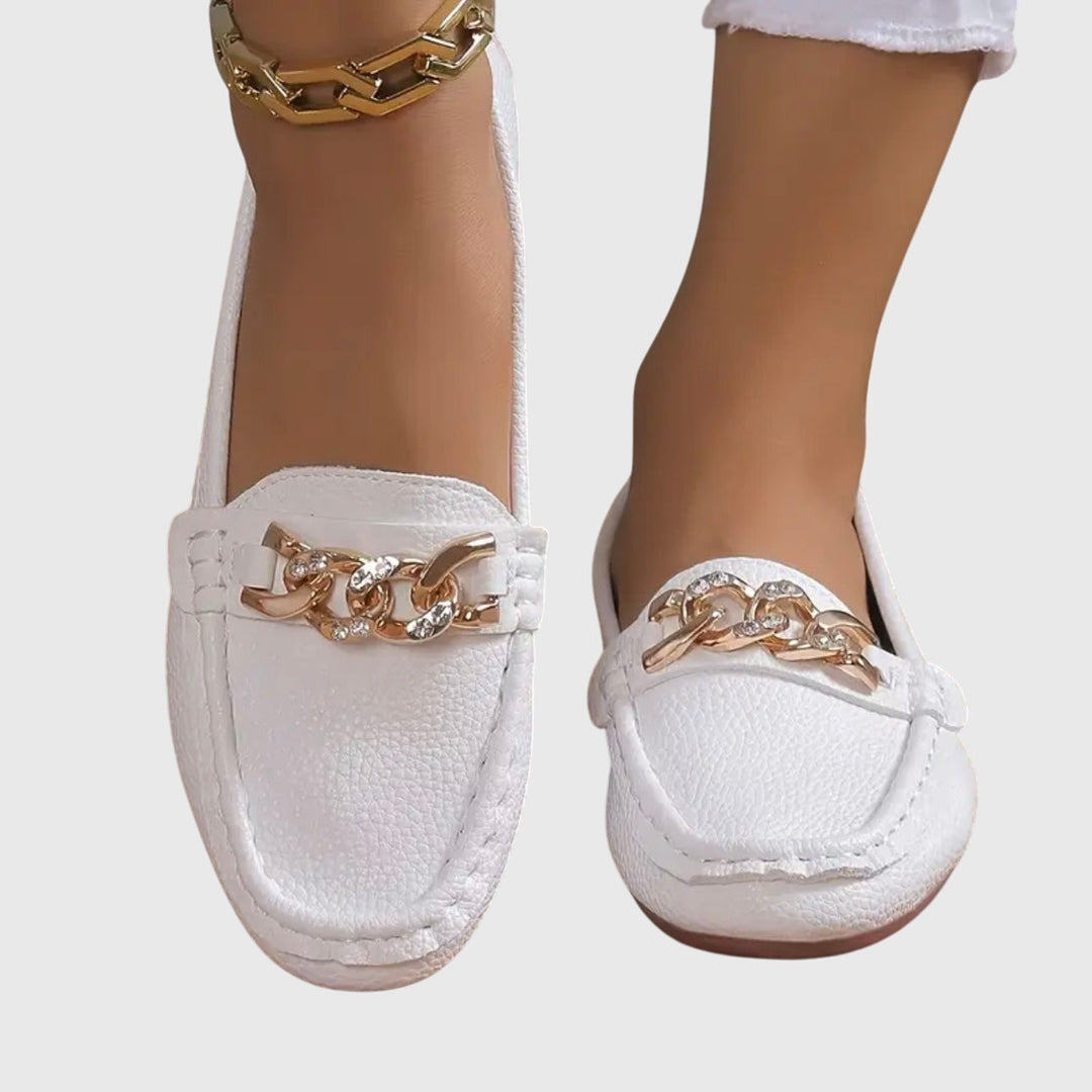 Eden - Platte Diamant Gesp Loafers