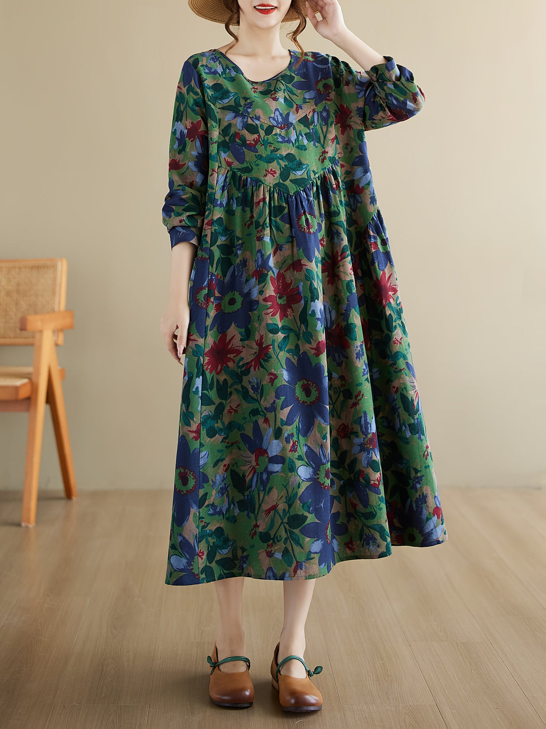 Florentha™ - Vintage Bloemen A-Lijn Jurk