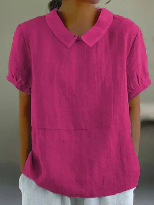 Ivy | Dames Peter Pan Kraag Korte Mouw Casual Top