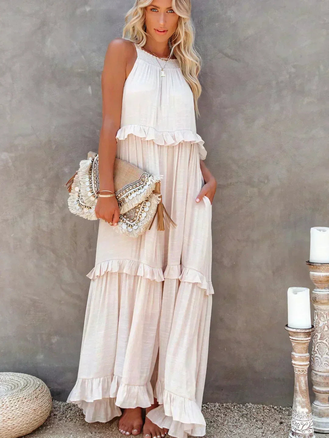 Courtney™ | Elegante Mouwloze Jurk met Ruffles