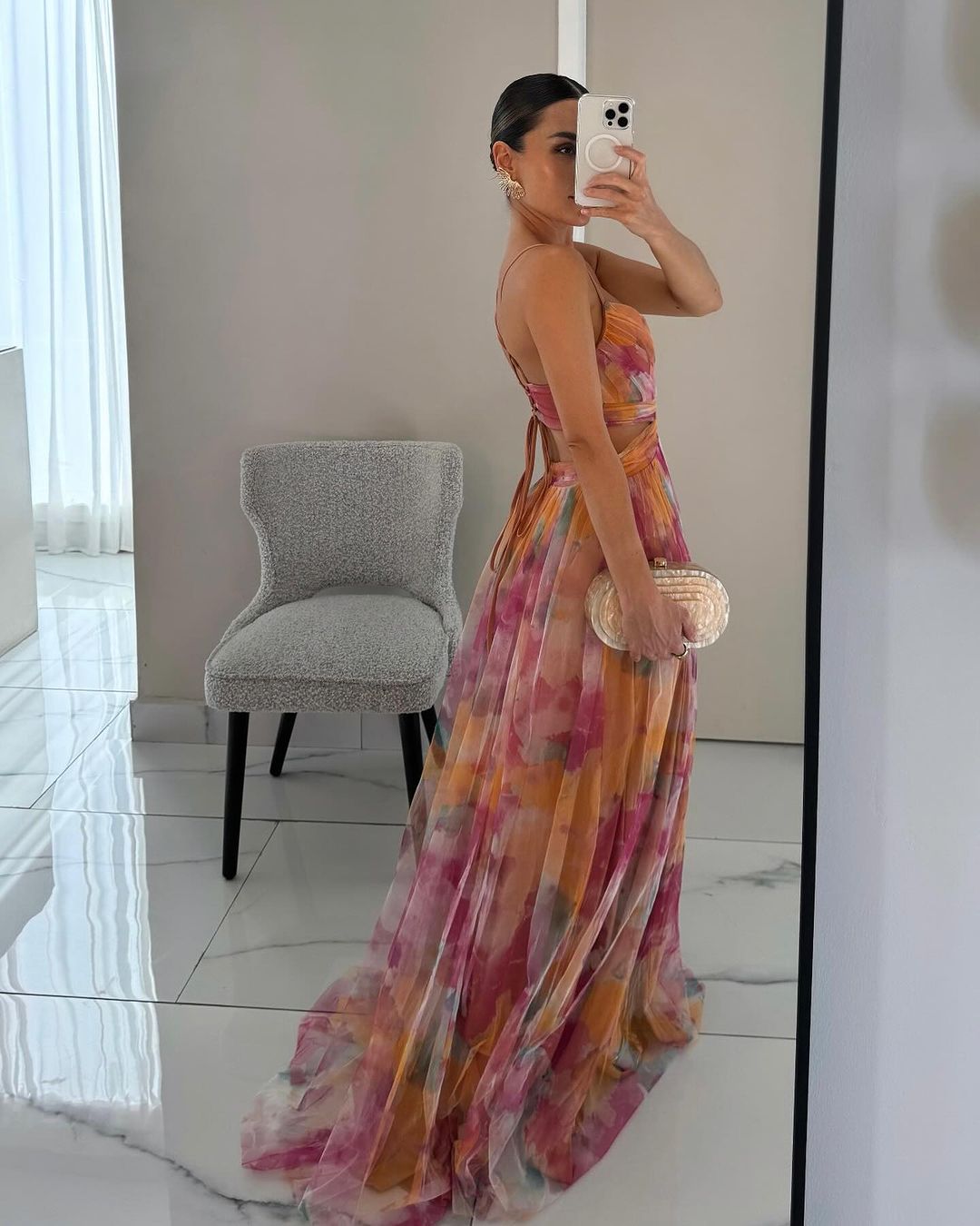 Cindy | Maxi Bruidsgastjurk met Bloemenprint