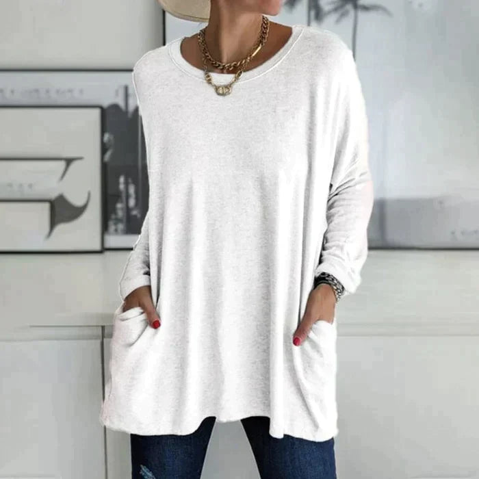 Ruby | Dames Oversized Langsleeve Tuniek Top met Zakjes