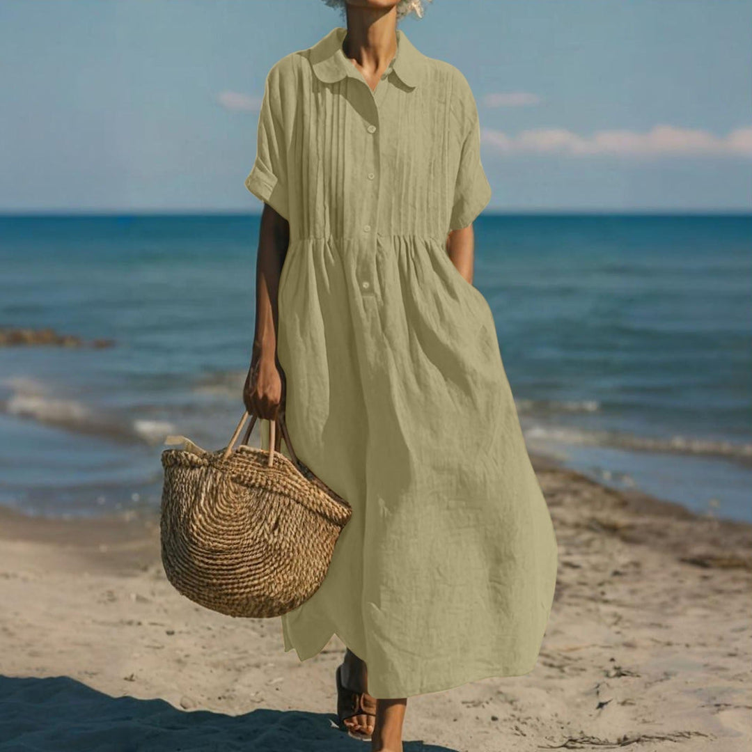 Mandy | Elegante Kraagloze Knopjurk
