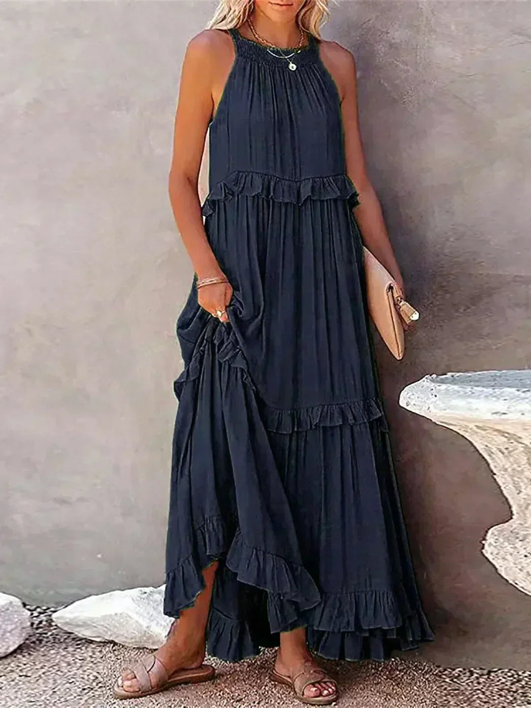 Courtney™ | Elegante Mouwloze Jurk met Ruffles